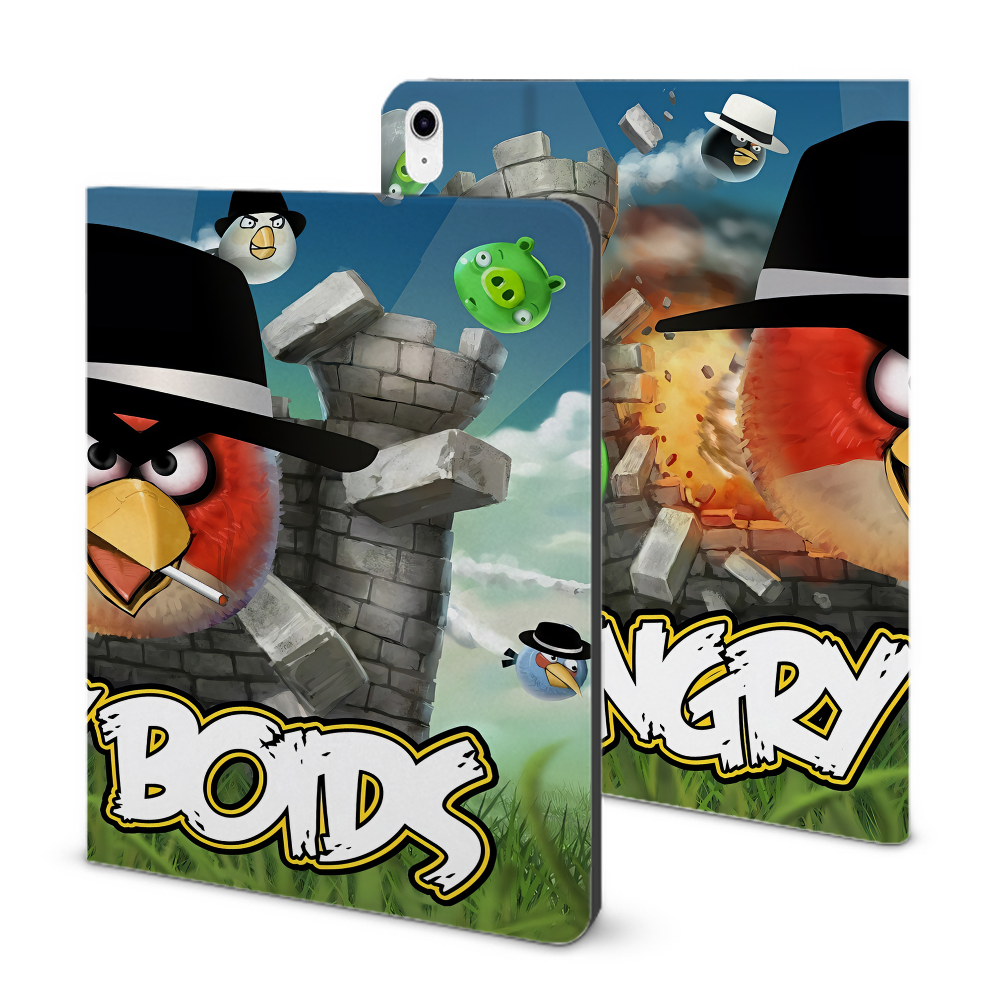 （画像用） Angry Birds アングリーバード IPad ケース ブック型 PUレザー TPU 耐衝撃 軽量 薄型 ペン収納なし 全面保護 IPad 各モデル対応